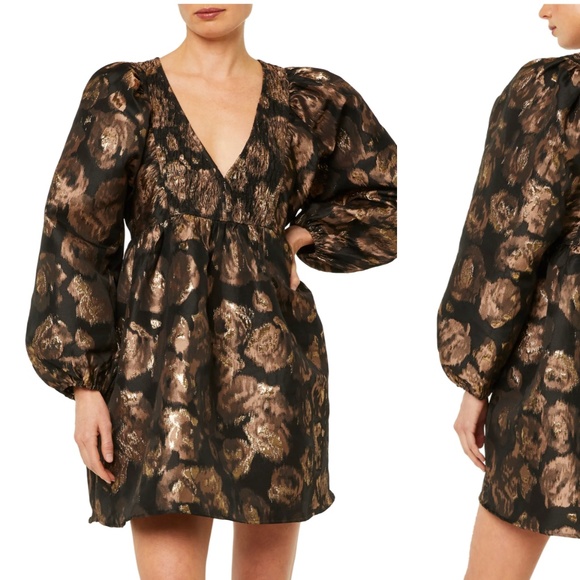 Misa Los Angeles Black and Gold Dress - Picture 1 of 4